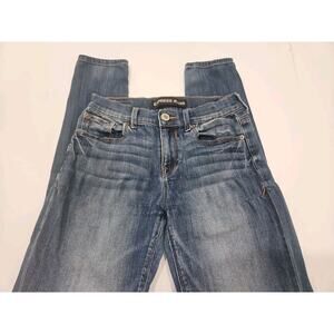 Express Jeans Women's Blue Slim Straight Leg Denim Size 2 Mid Rise 26" Inseam